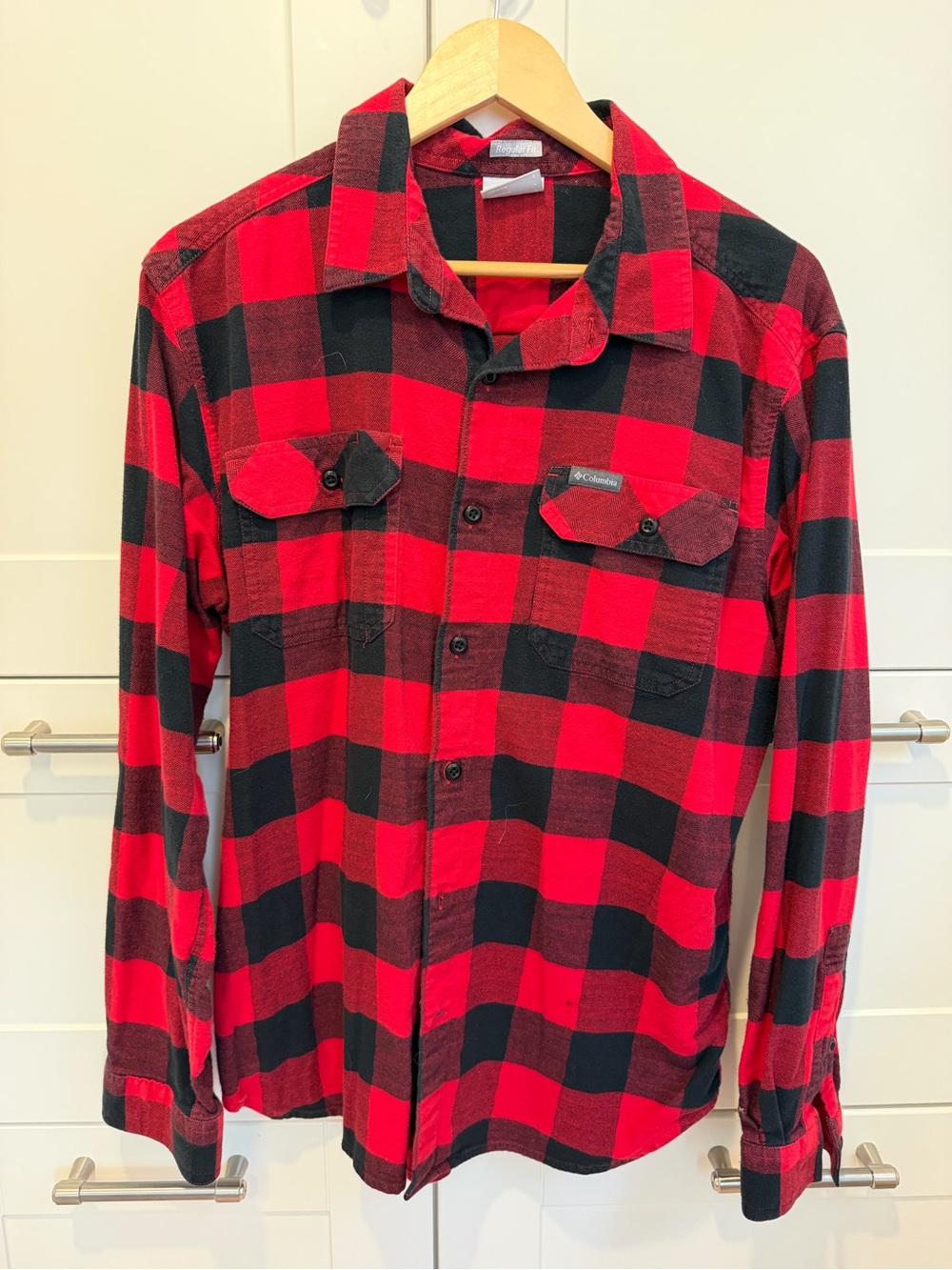 Columbia Red and Black Buffalo Plaid Button-Down Flannel